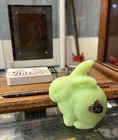 Fenton Uranium Custard Glass Rabbit With Sticker