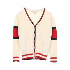 GUCCI cardigan cotton White Red Green 10 Used Women