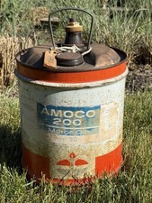 VTG Amoco Metal 5 Gallon Motor Oil Can 1973 Gas Gasoline Large