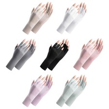 Thin Stretchy Fingerless Gloves Protection Outdoor Work Driving 7 Option