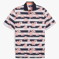 Puma Pique Garden Golf Polo Shirt Men's 2XL Colorful Floral Print Preppy Stretch
