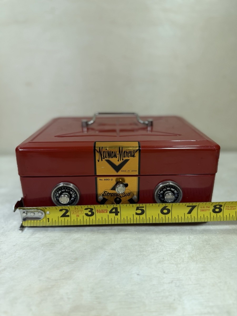 VINTAGE NEIMAN MARCUS RED METAL STRONG BOX W/ COMBINATIONS (No