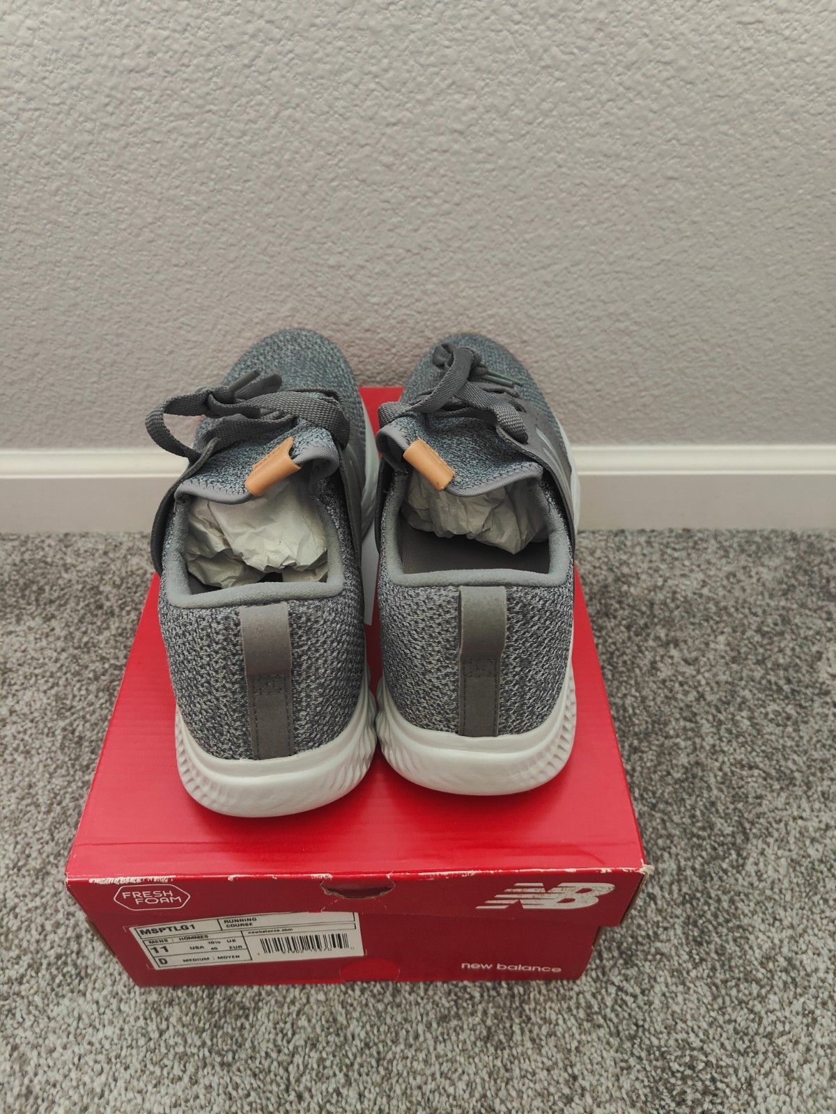 New Balance Fresh Foam Sport Grey Gum Men's Mesh Low Top Running Sneakers alternate view 3