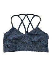 JoyLab Sports Bra Womens Sz L Gray Heathered Longline Crisscross Back Strappy