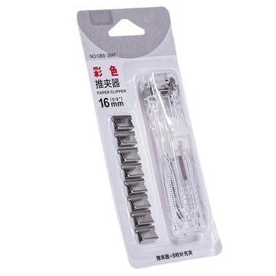 Ergonomic Grip Plastic File Clips Dispenser Includes 8Pcs Metal Paper Clamps