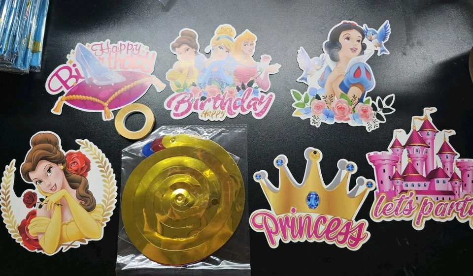 15 enfeites de bolo com tema de princesa da Disney balão banner - Imagem 3 de 4