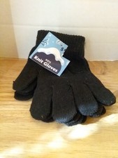 Knit Kids Gloves 2 Pair Unisex Black One Size Brand New with Tags