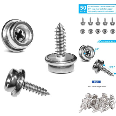 #ad 50PCS Marine Grade Stainless Steel Boat Canvas Snaps 3 8quot; Socket with 5 8quot; Screw $15.95