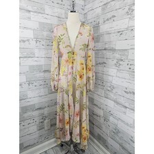Edition Express Womens Pink Floral Chiffon V-Neck Button Front Maxi Dress XS