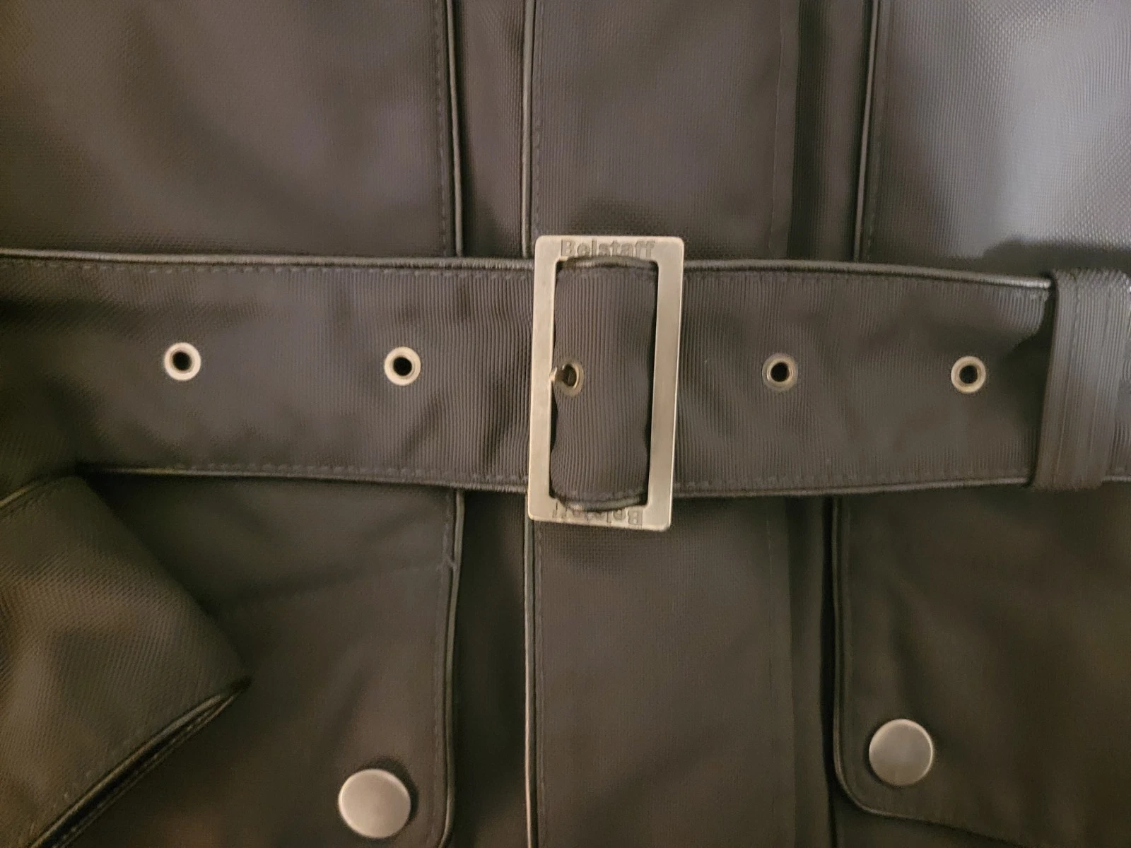 Mens Black Belstaff Black Label Nylon Motorcycle Jacket Leather Trim image 4