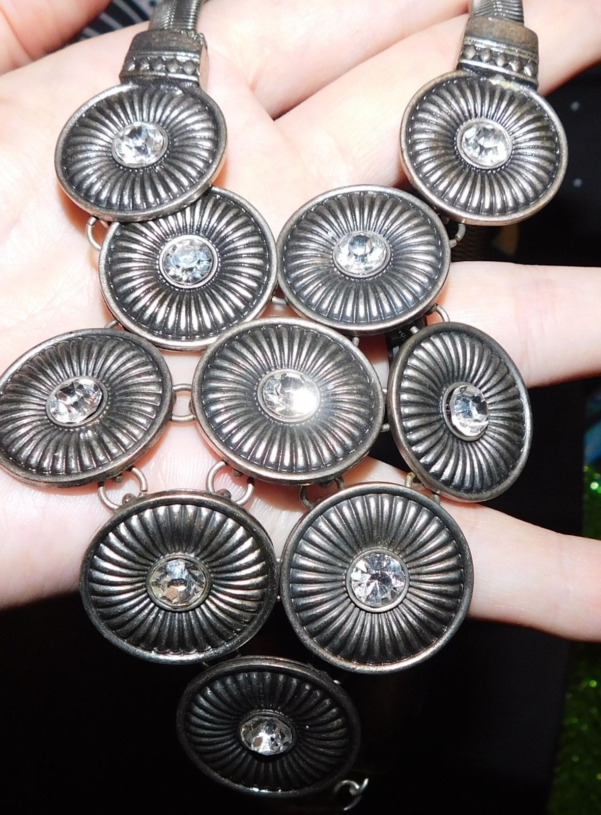 Space Age Brutalist Gemmed Statement Necklace - image 4