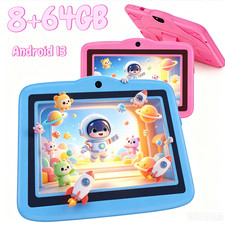 Kids Tablet 7" Android 13 8GB 64GB for Home Travel Preschool Back to School Gift