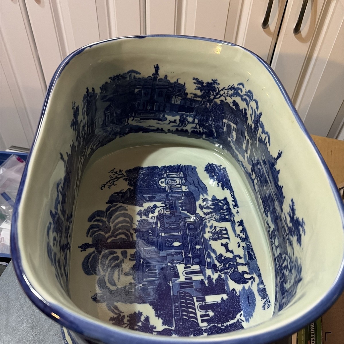 西洋アンティーク　陶器製cachepot　約103cm Vintage Large Ceramic Footbath - Cachepot - Planter Chinoiserie