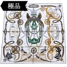 HERMES Carre 90 STATELY WHEELS Silk Scarf Multicolor Women Auth