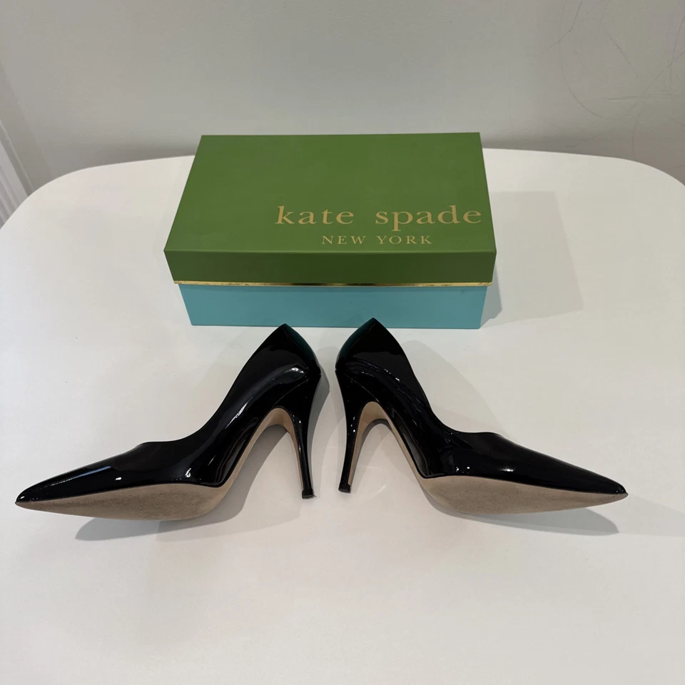 Kate Spade Licorice Black Patent Leather High Heeled Shoes Size 8.5 - Image 3 of 4
