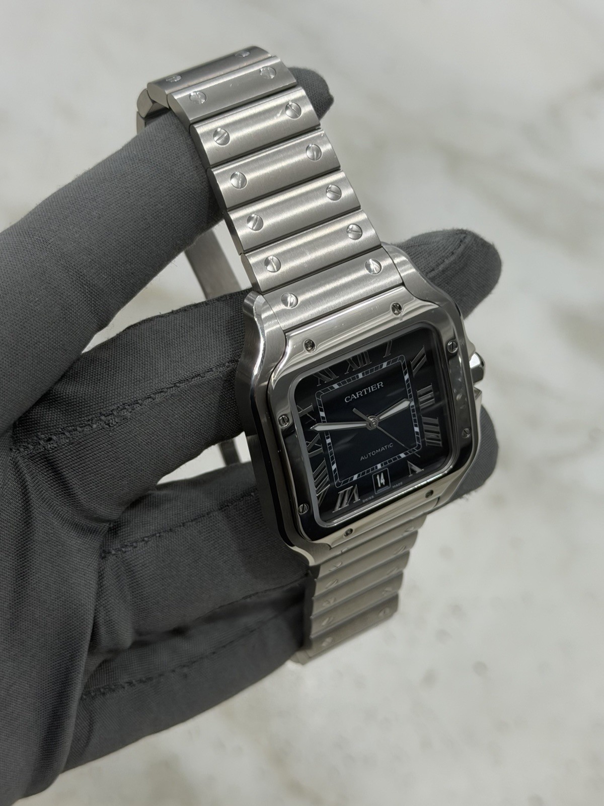 2023 Cartier Santos de Cartier Steel Blue Dial 39.8mm Auto Mens Watch WSSA0030 image 4