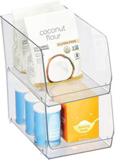 Clear Plastic Stackable Open Front Storage Bin, Easy Access Organizer for Pantry