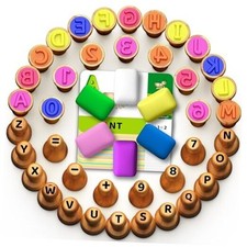 Montessori Wooden Alphabet  Number Stamp Set with Playdough, Stamp Clay Set