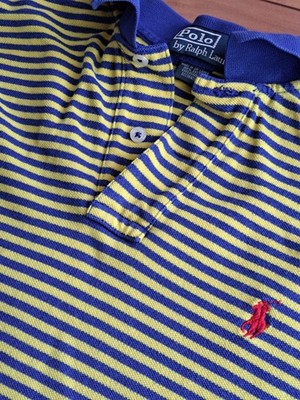 Polo Ralph Lauren Men's Striped Polo Shirt Size M Blue Yellow Red Pony Vintage