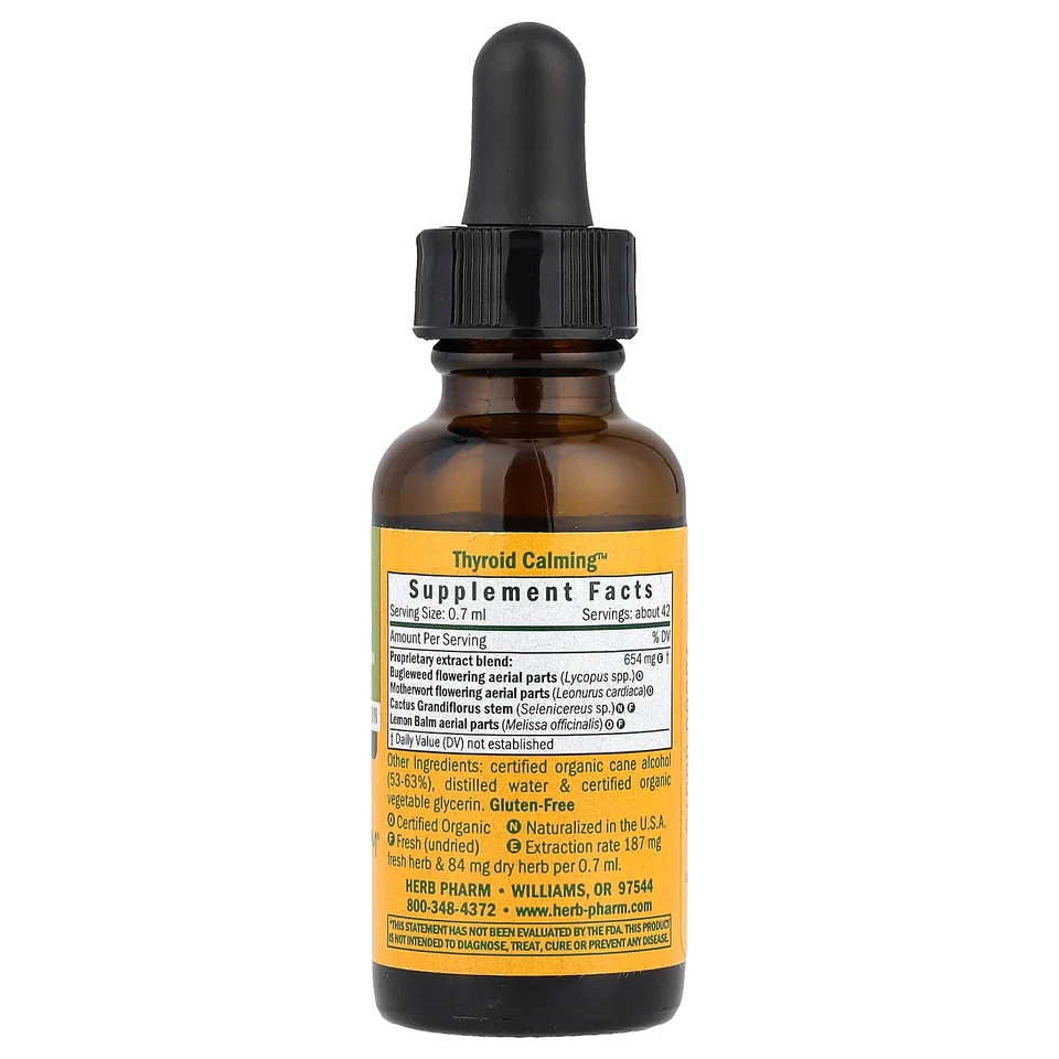 Sistema calmante tiroideo Herb Pharm restauración 1 fl oz 30 ml sin gluten Foto 2 de 2