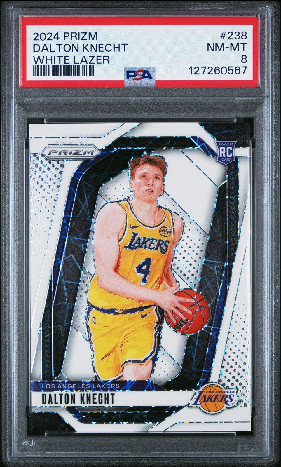 2024 PANINI PRIZM WHITE LAZER #238 DALTON KNECHT 224/275 PSA 8