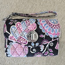 Vera Bradley Turnlock Alpine Floral Pattern Wristlet Wallet Retired 2015 Quilted