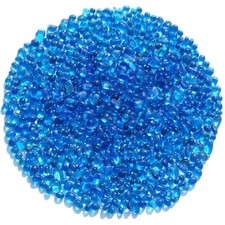 QYGL Sea Glass Stones Clear Glass Pebbles Gemstones 0.9LB/14oz Sea Blue