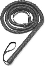 Black Whip for Halloween Costume - 6.5 Feet PU Leather Soft Prop Whip, Cat Woman