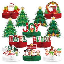 12PCS Christmas Decorations Christmas Honeycomb Table Centerpieces Santa Wint...