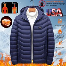 9-zone USB Charging Smart Heated Coat Insulation Winter Heating Jacket with Hat 