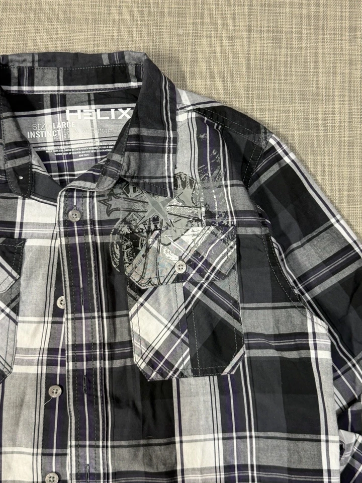 Camisa De Colección Y2K Helic Abotonada Manga Larga Jóvenes Niños Talla Grande Punk Rock Foto 3 de 4