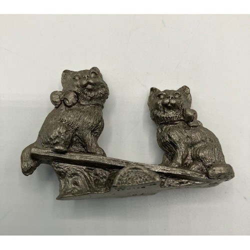 Vintage Miniature Pewter Kittens/Cats on See Saw Figurine #78 1.5"Hx2"L - Picture 4 of 5