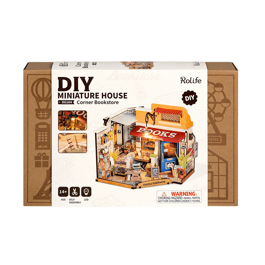 Rolife Build Your Own Miniature House Corner Bookstore for Age 14 & Up