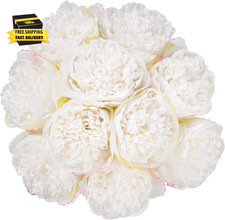 2 Bouquet 10 Heads Artificial Peony Silk Flower Leaf Home Office Wedding Party F