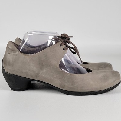ECCO Bieg Distressed Leather Mary Jane Lace Up Clog Heel Shoes EU 40 Women's 9.5