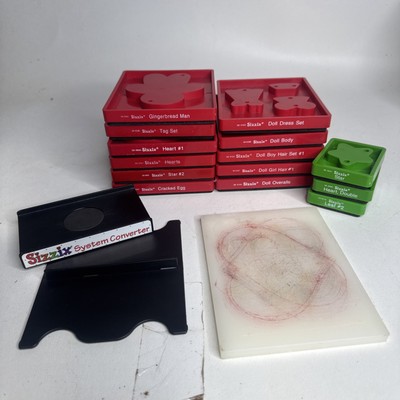 Sizzix Lot Of 11 Red 3 Green and System Converter  (ALL IN PICTURE)