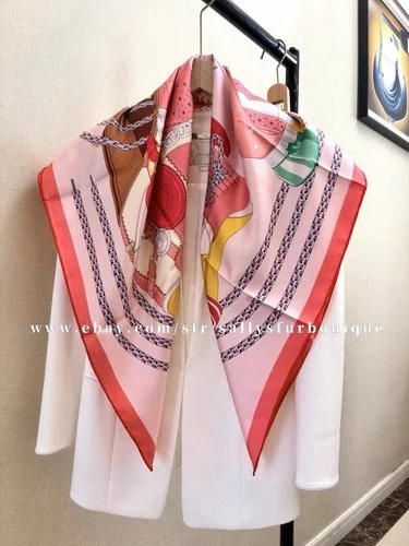 Sallys Heavy 18 Momme Twill Silk Wrap Scarf Skates Print Double Face Shawl 35"
