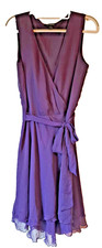 Banana Republic Purple Sleeveless Faux Wrap Ruffle Hem Dress Belted Size 10