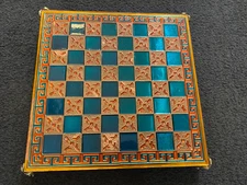 Vintage Manopoulos Rare Handmade Greek Enamel Copper Chessboard