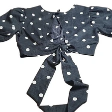 Divided H&M Polka Dot Crop Top, Black/White, Women's Size Small