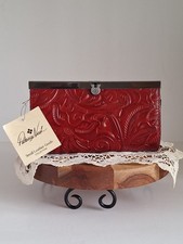 NWT Patricia Nash Cauchy Frame Leather Wallet/Clutch, Tooled Lava Red