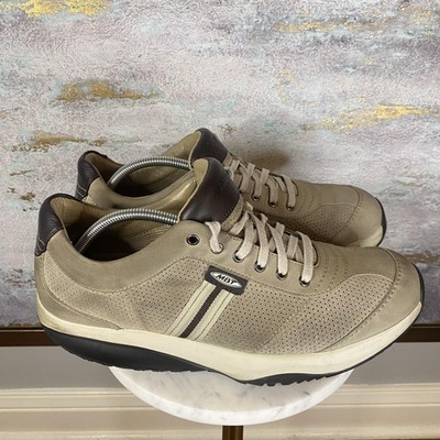 MBT Shoes Mens Size 11 Beige Leather Rocker Sole Walking Sneakers 400126-43