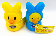 Set of 2 Duckalooz Peeps Rubber Duck Ducky Blue and Yellow Ducks Bath NEW Lot