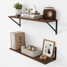 6 Inch Deep Floating Shelves for Wall, 24W x 6D Wood Wall Shelves Set of 2, W...