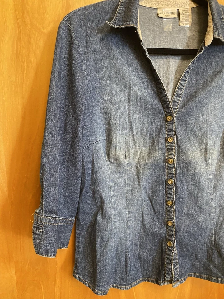 Camisa vaquera ST Johns Bay para mujer talla PETITE X-LARGE MANGA 3/4 DE COLECCIÓN Foto 2 de 4