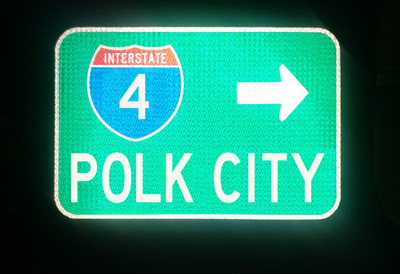 POLK CITY Interstate 4 route road sign, 18''x12'',  Polk County, Tampa, Orlando