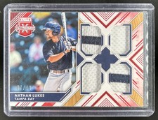 2018 Panini Elite Extra Edition Nathan Lukes Quad Material Jersey Red #/49 Rays