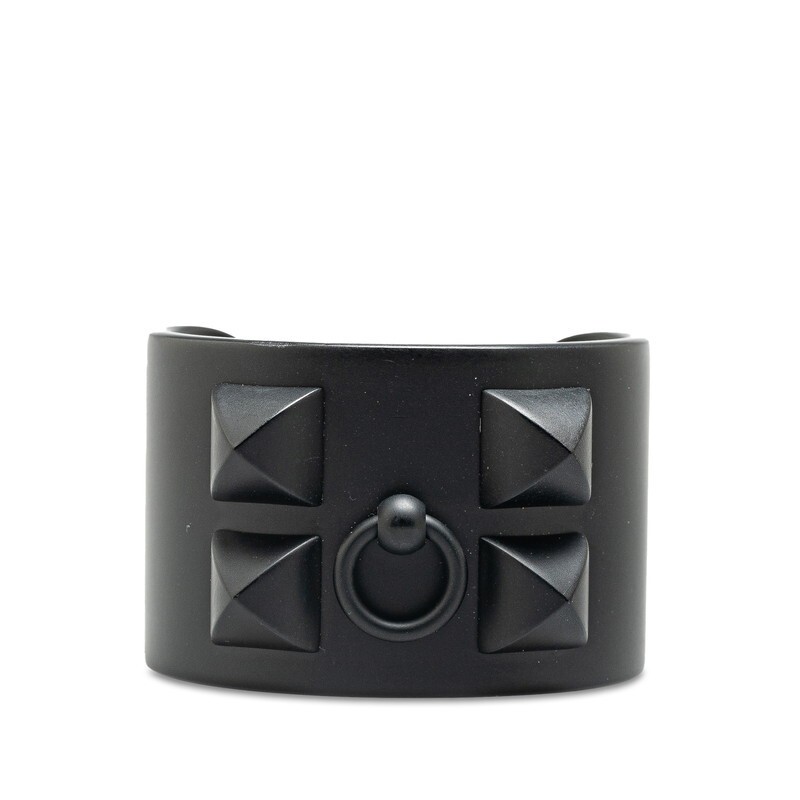 Hermes Collier de Chien Black Aluminum Cuff Bracelet T2 Size 35312