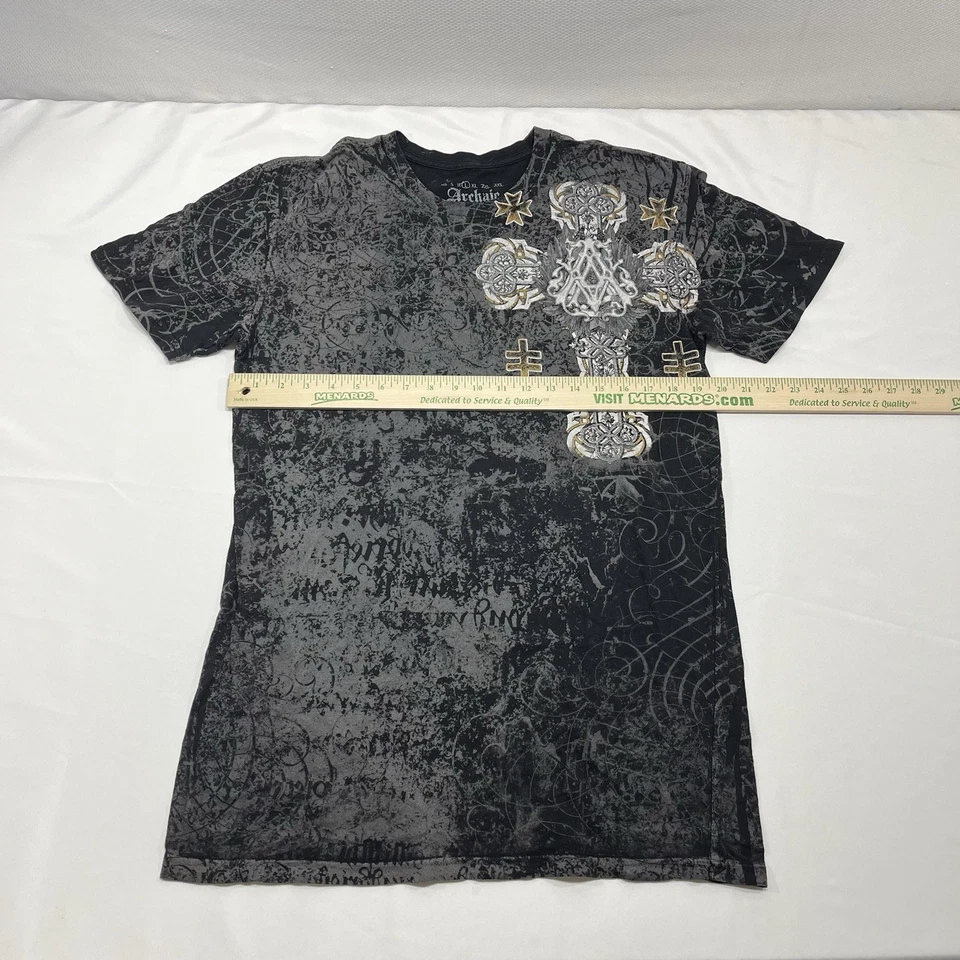 Archaic Affliction 衬衫男式大号黑色十字翼图形自行车 Goth MMA T 恤 — 第 4/4 张图片