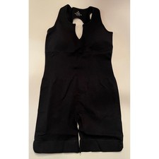 Woman's Racer Back Bodycon Black One Piece Romper Yoga Tummy Control Size Medium